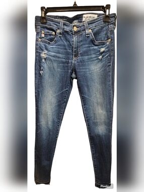 AG Adriano Goldschmied Women’s Blue Distressed Skinny Jeans